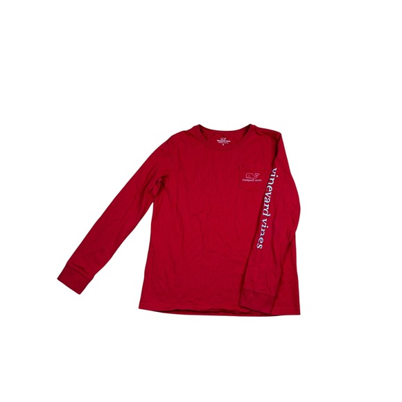 Vineyard Vines Red Long Sleeve Whale Pocket T Shirt Kids Size 14 - Picture 2 of 5